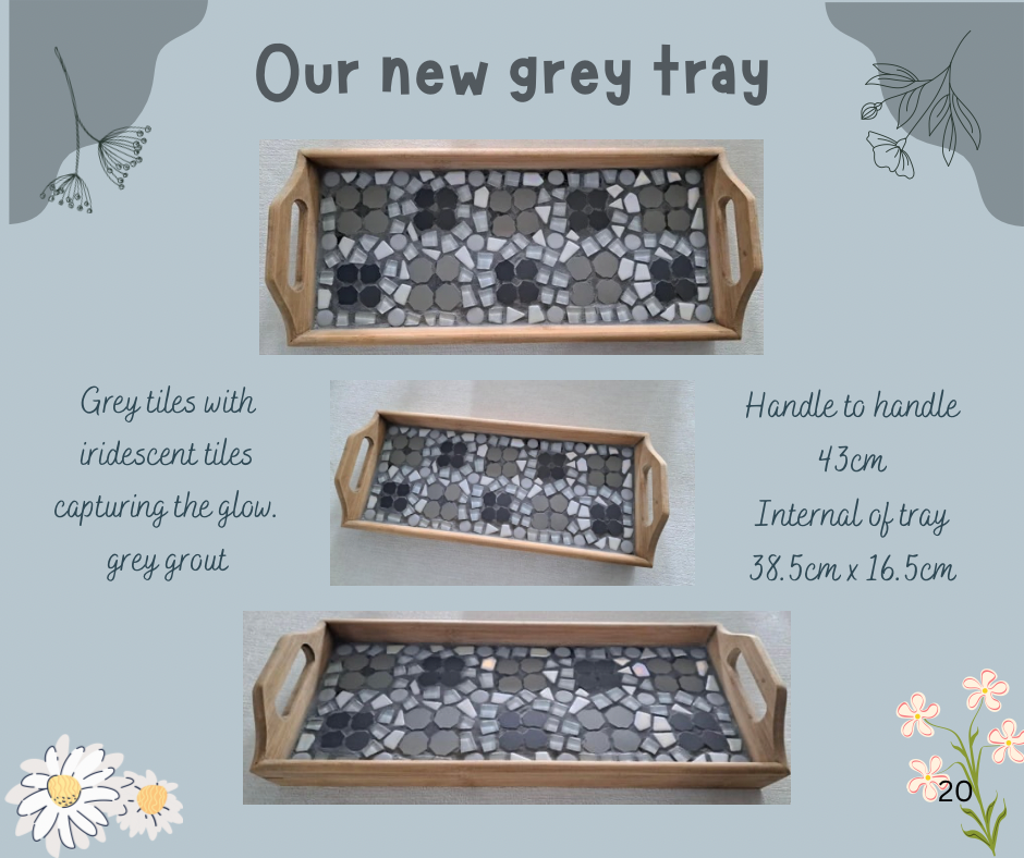 Mosaic Grey Flower Tray