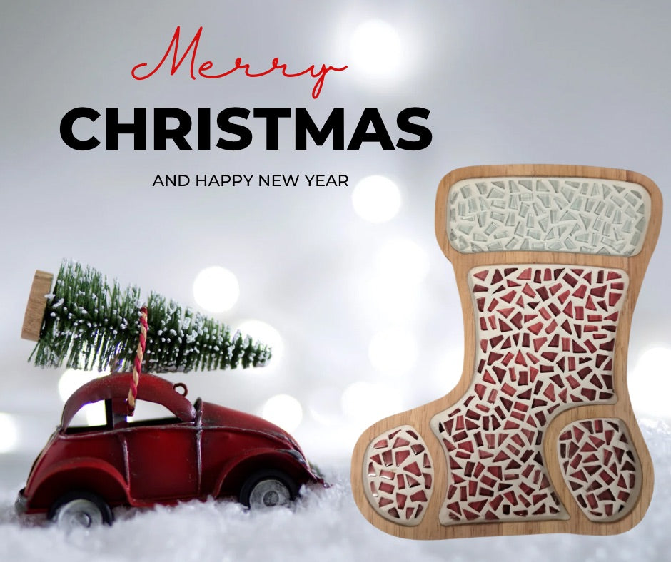 Handmade Mosaic Christmas Stocking