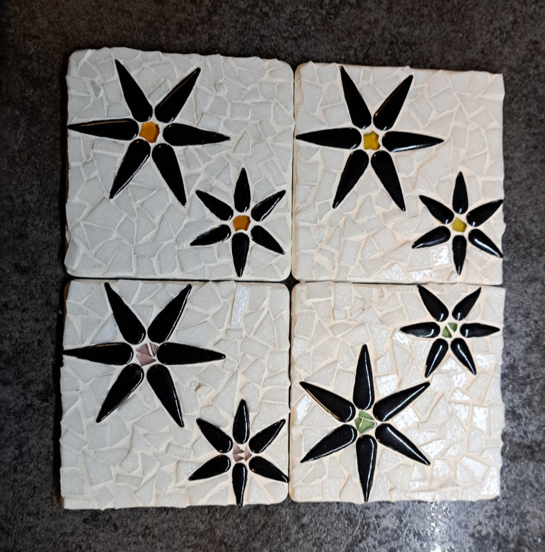 4 Square Flower Coasters