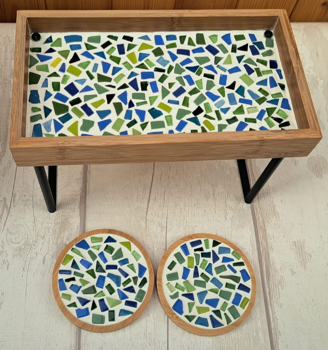 Blue&Green Stand and 2 coasters