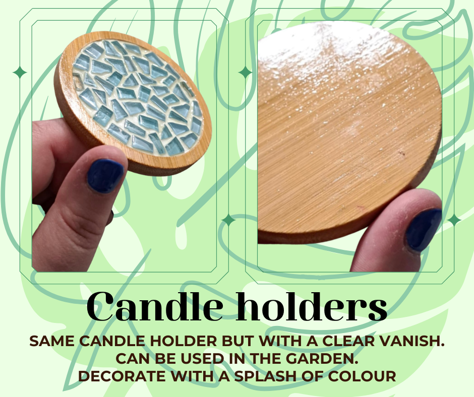 Varnished Mosaic Small Circle Candle Holders
