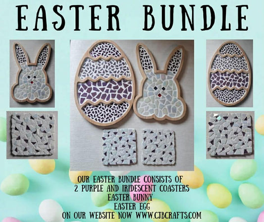 Easter Mosaic Bundle – Bunny, Easter Egg & Set of 2 Coasters